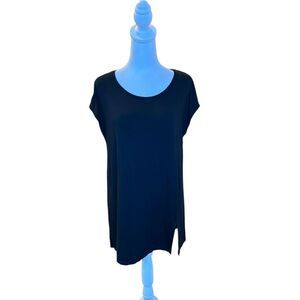 Eileen Fisher Sleepwear T Shirt By Garnet Hill Women Size XS Black Soft Comfy
